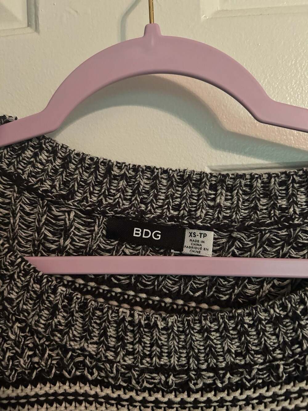 BDG Urban Outfitters Black and White Chunky Knit Striped Sweater - Picture 3 of 3